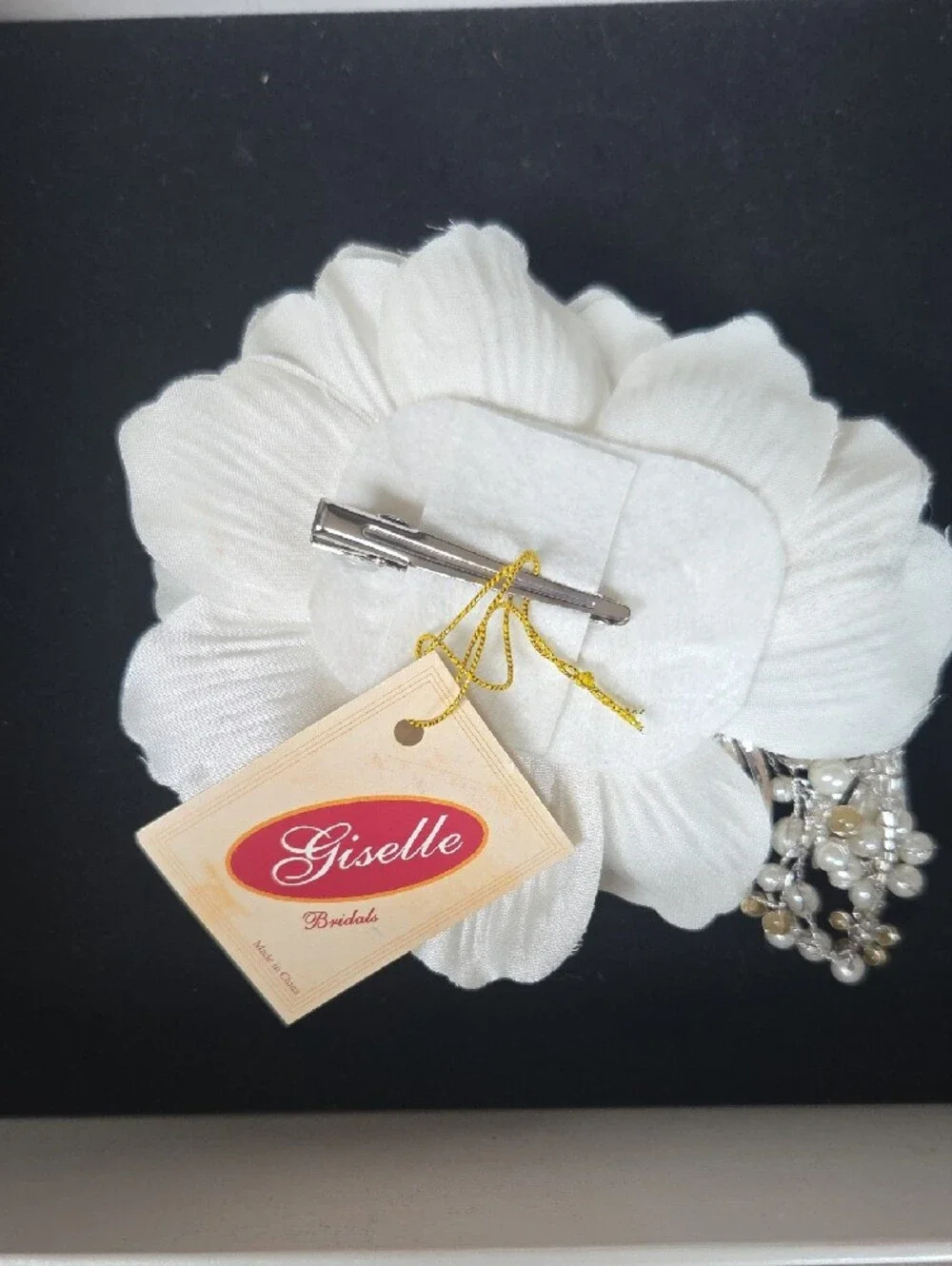 Bridal Pearl & Satin Flower Hair Clip - Blush and Ivory